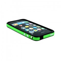 iPhone 4S 4 Bumper with Chrome Button (Black - Green)
